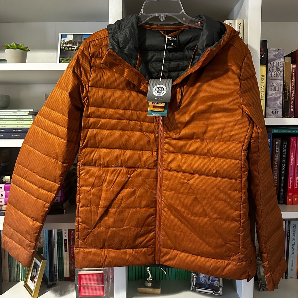 Prana Down Jacket Burnt Orange Caramel Sz M NWT